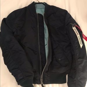 Navy blue bomber jacket